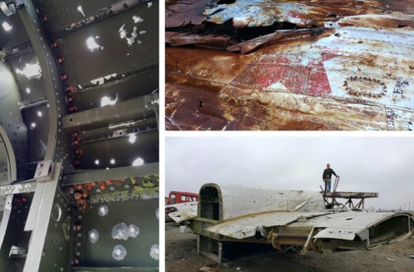 The B-25 Mitchell bomber recovered in Nome in June 2015. The plane, destined for the Russia front, still bears the red star of the Soviet Air Force. Photos: Warbirds of Glory Museum.