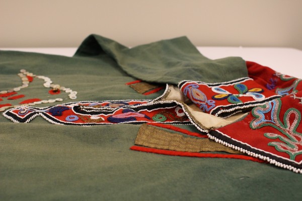 Sealaska Heritage Institute is looking for the tribe this tunic belongs to. (Photo by Elizabeth Jenkins/KTOO)