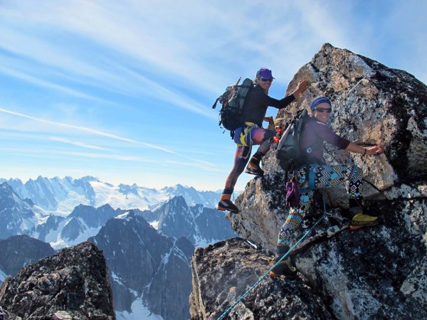 Jenn Walsh and Jessica Kayser Forster summit Mt. Emmerich. (Credit: Kevin Forster)