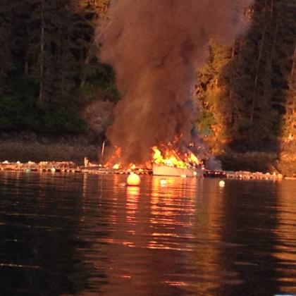 Fire in Little Jakolof Bay - Photo courtesy of Jan Flora