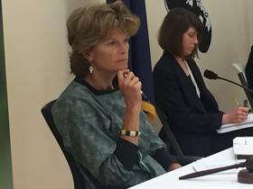 U.S. Sen. Lisa Murkowski listens to testimony Aug. 20, 2015 at a hearing of the U.S. Senate Committee on Indian Affairs hearing she chaired. CREDIT JOAQLIN ESTUS / KNBA 90.3 FM