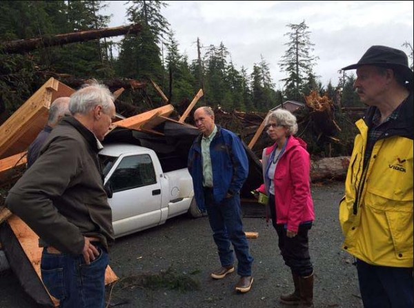 Gov. Walker visited Sitka a day after the fatal landslides. Photo: Governor's office.