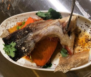 Schooler’s winning dish featured salmon skin chips, salmon bone salt and salmon chorizo. (Photo courtesy Laura Hotch)