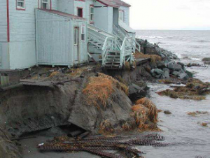 Erosion threatens coastal settlements throughout Alaska. High-quality elevation data is vital to risk assessment and decisions about relocating villages at risk. Photo shared via Alaska DNR.