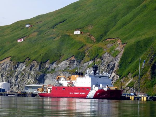 The Coast Guard vessel Healy readies itself for a northward trip in the name of science. Photo: John Ryan/KUCB.