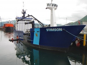 The Patrol Vessel Stimson in Dutch Harbor, Alaska. KUCB/John Ryan photo.