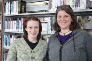 Juneau Public Libraries librarian Andrea Hirsh and program coordinator Beth Weigel. (Photo by Lisa Phu/KTOO)