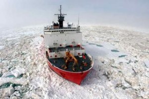 The Coast Guard vessel Healy is considered a medium icebreaker. President Obama has promised to speed up the acquisition of a heavy icebreaker for the Coast Guard's fleet. Photo: USCG.