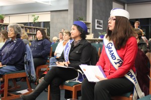 Freda Westman, right, at a school board meeting in November 2014. (Photo by Lisa Phu/KTOO)