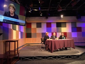 Senators Cathy Giessel (R-Anchorage) and Berta Gardner (D-Anchorage) joined Gov. Bill Walker on APRN's Talk of Alaska, Oct. 27, 2015. (Photo Courtesy of the Senate Majority)