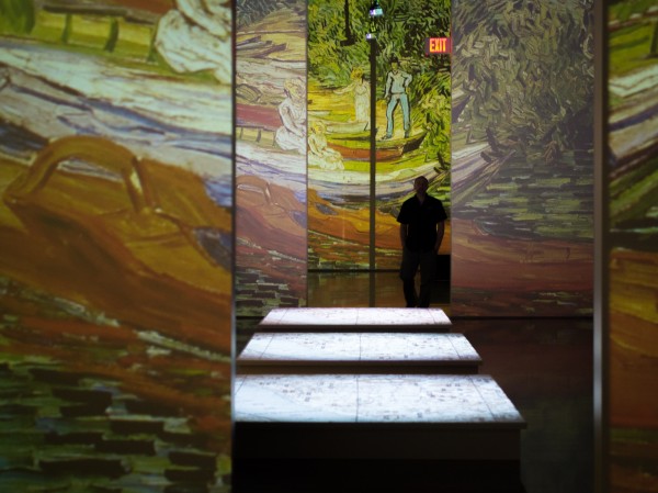 40 projectors splash more than 3,000 images onto walls and floors in several different rooms, changing a viewer's perspective from one space to the next. (Photo: Zachariah Hughes, KSKA)
