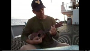 Fisheries observer Keith Davis on board a transshipment vessel in 2012. Video courtesy Hiep Tran.