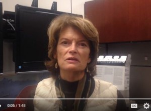 A disappointed Sen. Murkowski in an image from her video.