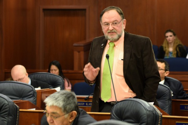 Rep. Wes Keller addresses the Alaska House of Representatives, March 16, 2014. (Photo by Skip Gray/360 North)