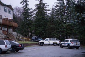 The condo where the bodies were found  on Sunday faces Douglas Highway. (Photo by Jeremy Hsieh/KTOO)
