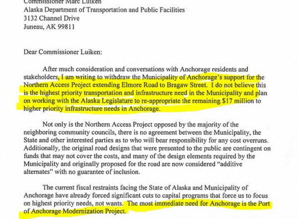 The letter from Mayor Ethan Berkowitz to Transportation Commissioner Marc Luiken came out late Friday afternoon.