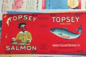 Different imagery was used to market salmon in different geographic regions in the late 1800s.