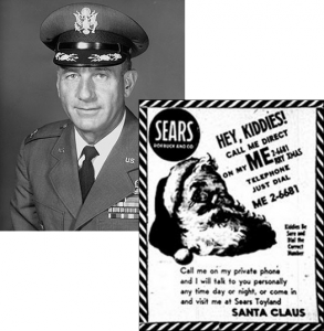 Retired Colonel Harry Shoup, NORAD's First Santa Tracker and the ad that got him in the business. Photo: NORAD.