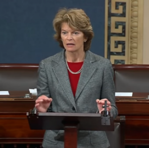 Sen. Lisa Murkowski speaks on the senate floor. (YouTube screenshot/Sen. Lisa Murkowski)