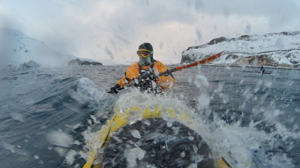 A GoPro mounted on his kayak snapped this pic of Good on his 300th day of paddling in 2015. Photo: Josh Good.