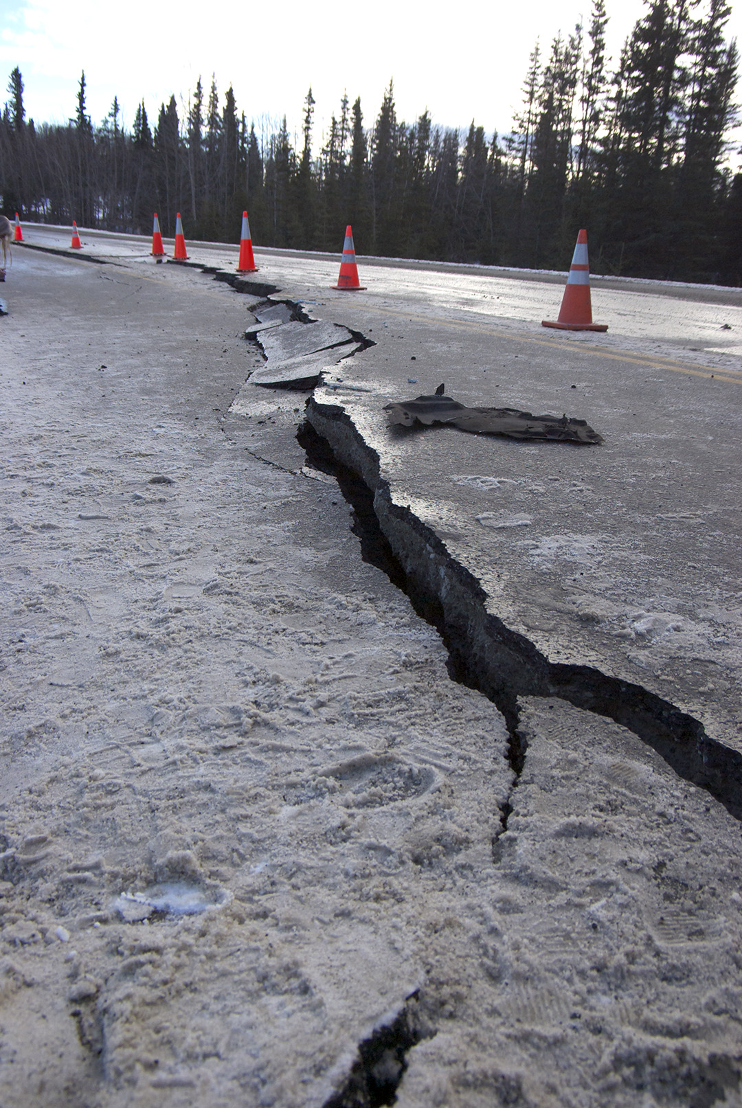 . A 150-foot section of Kalifornsky Beach Road near Kasilof was damaged in the magnitude 7.1 earthquake that struck Southcentral Alaska at 1:30 a.m. Sunday. (Photo courtesy of Jenny Neyman, KDLL Kenai)