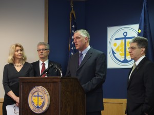 Mark Johnston, general manager of ML&P, speaks during a press conference at City Hall Monday. Photo: Zachariah Hughes.