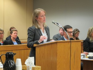 Attorney Erin Murphy argues for the Legislative Council in Anchorage Superior Court. Photo credit: Annie Feidt