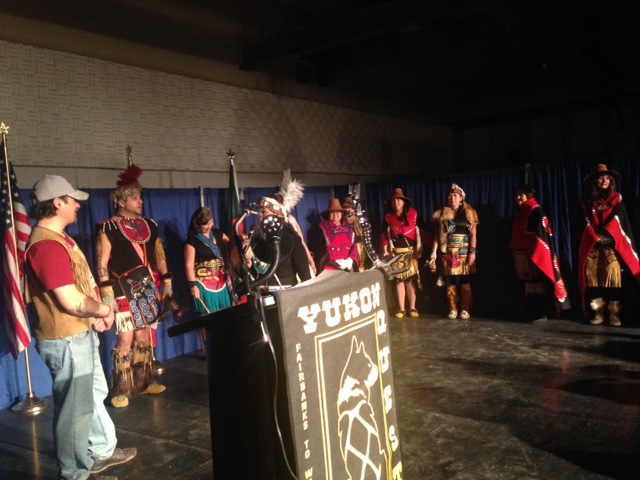 Tlingit dancers honor Hugh Neff (Photo by Molly Rettig, KUAC -Fairbanks) 