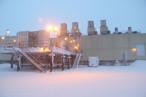 A unit at the edge of ConocoPhillips' Kuparuk oil field, on Alaska's North Slope. Photo: Rachel Waldholz/APRN