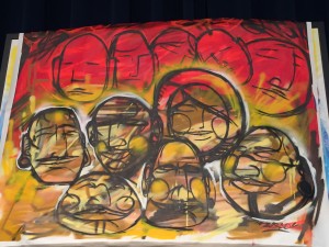 The painting produced by Bisco during the first day of the Racial Equity Summit. Hillman/KSKA