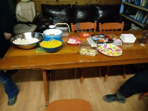 Snack table in the Kachemak Cannabis Club. (Photo by Quinton Chandler/KBBI)