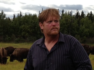 Todd Pettit raises bison at Little Pitchfork Ranch in Palmer (Photo by Ellen Lockyer, KSKA - Anchorage)
