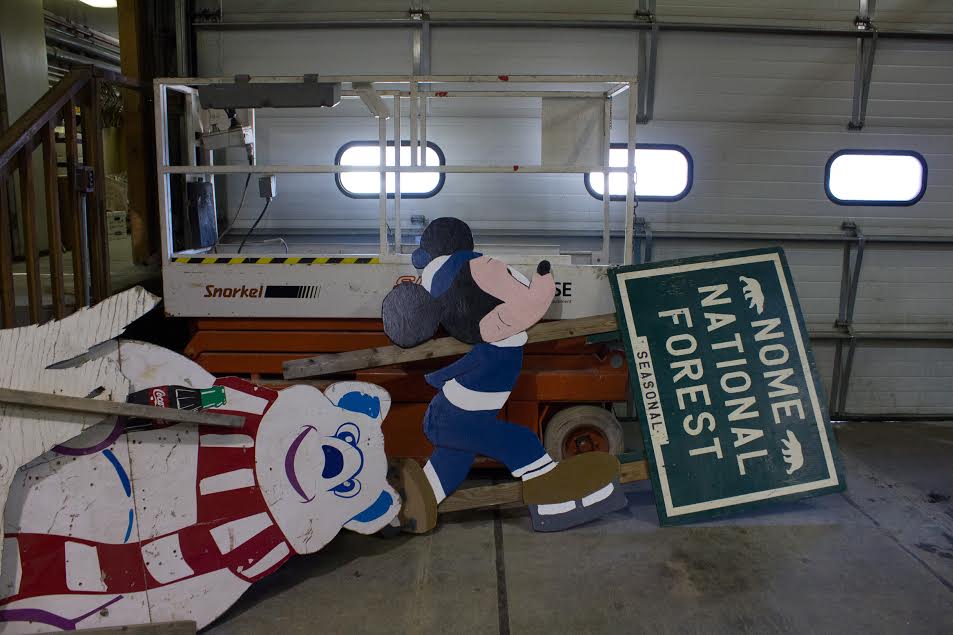 Cutouts in a Nome garage (Photo by Mitchell Borden)