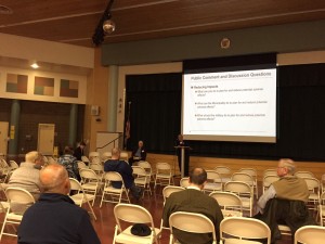 The first community meeting on the potential JBER troop reduction was sparsely attended. (Hillman/KSKA)