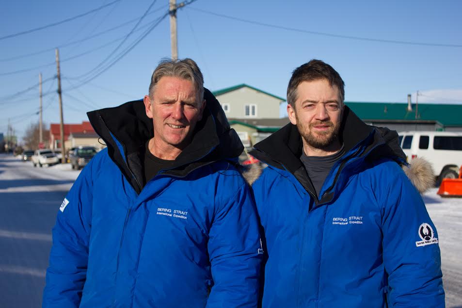 Neil Laughton (left) and James Bingham were recently rescued by U.S. Coast Guard off the Bering Strait. (Photo by Emily Russell, KNOM)
