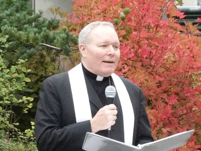 Juneau Bishop Edward Burns at a dedication ceremony for a park in September 2012. (Photo by Rich Moniak)