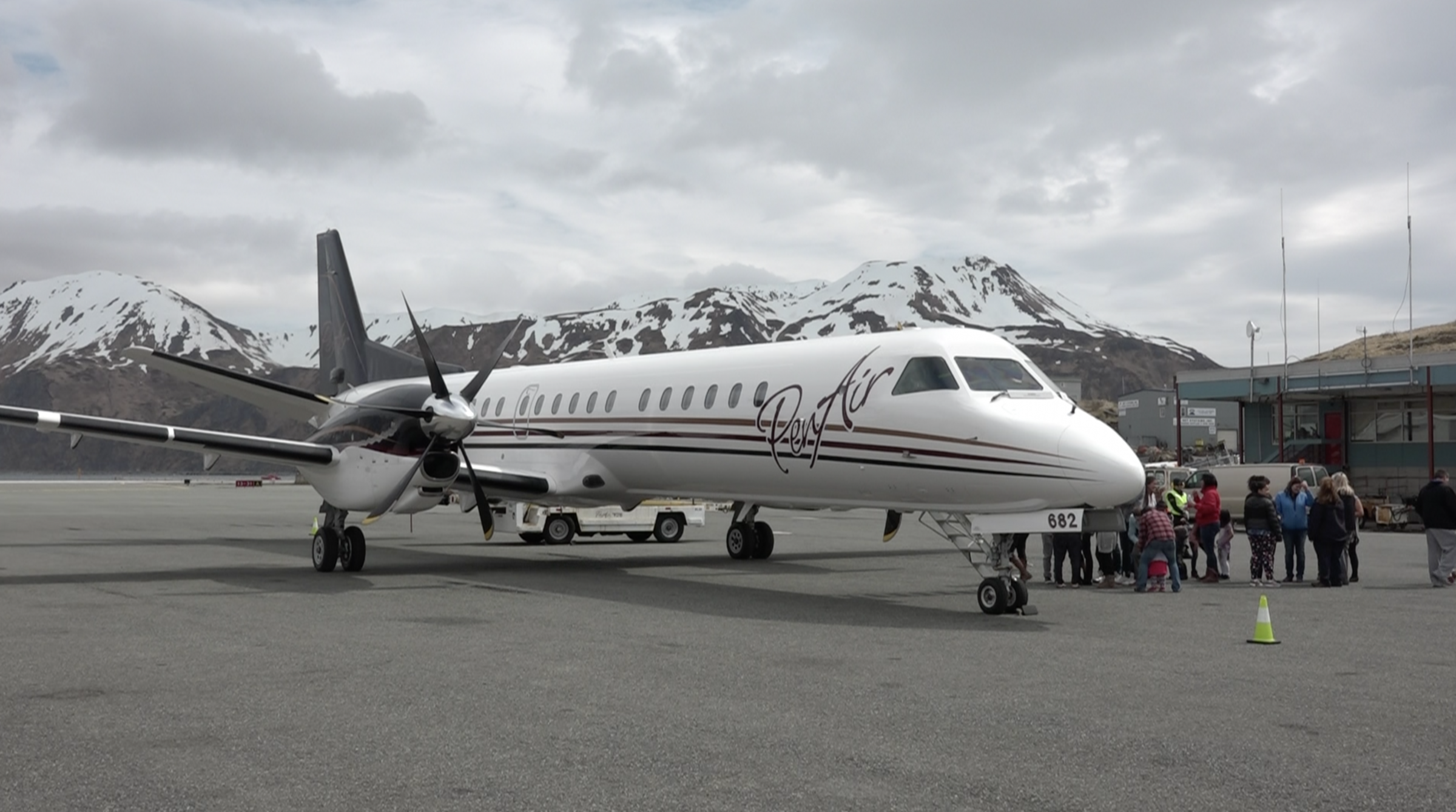 Unalaskans got to inspect PenAir's new Saab 2000 on Friday. (Photo courtesy of Chrissy Roes)