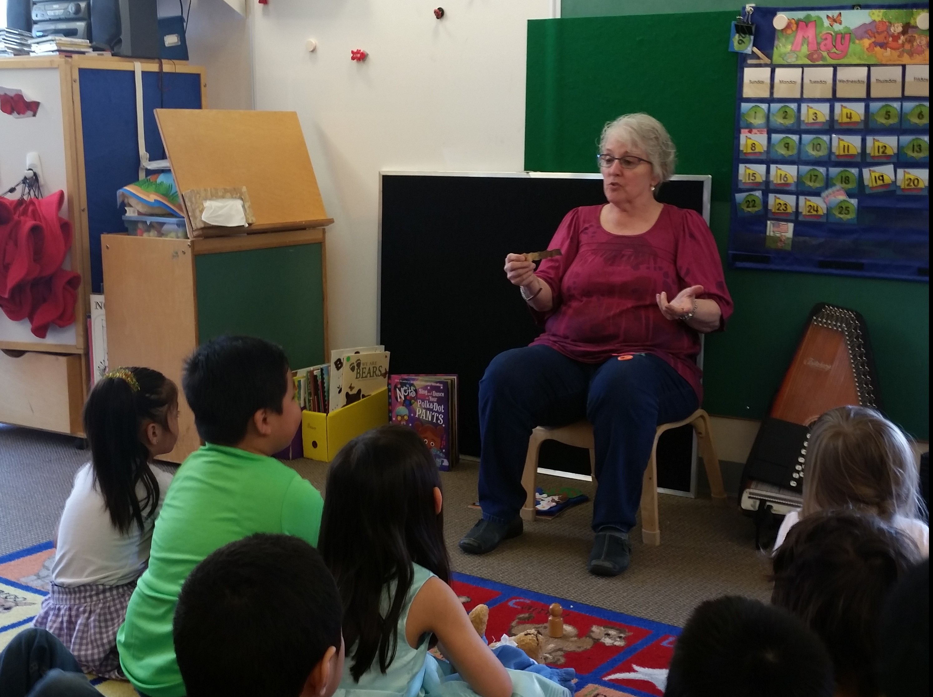 Susan Carlisle teaching her Pre-K class Photo by Zoe Sobel, KUCB - Unalaska)