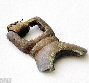 The metal buckle found at Cape Espenberg. (Photo courtesy of the University of Colorado, Boulder)