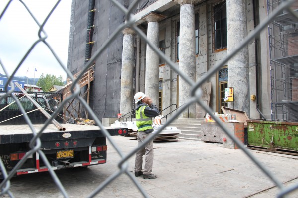 Construction on the Capitol building in Juneau on May 24, 2016. Photo: Rachel Waldholz/APRN