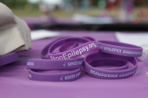 Bracelets on display at Anchorage's Run/Walk for Epilepsy on Saturday, June 4. (Photo by Graelyn Brashear, Alaska Public Media - Anchorage)