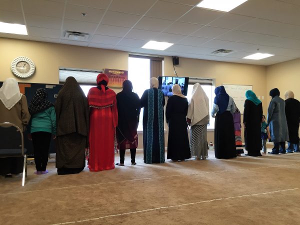 Women pray at the masjid in Anchorage. (Hillman/KSKA)