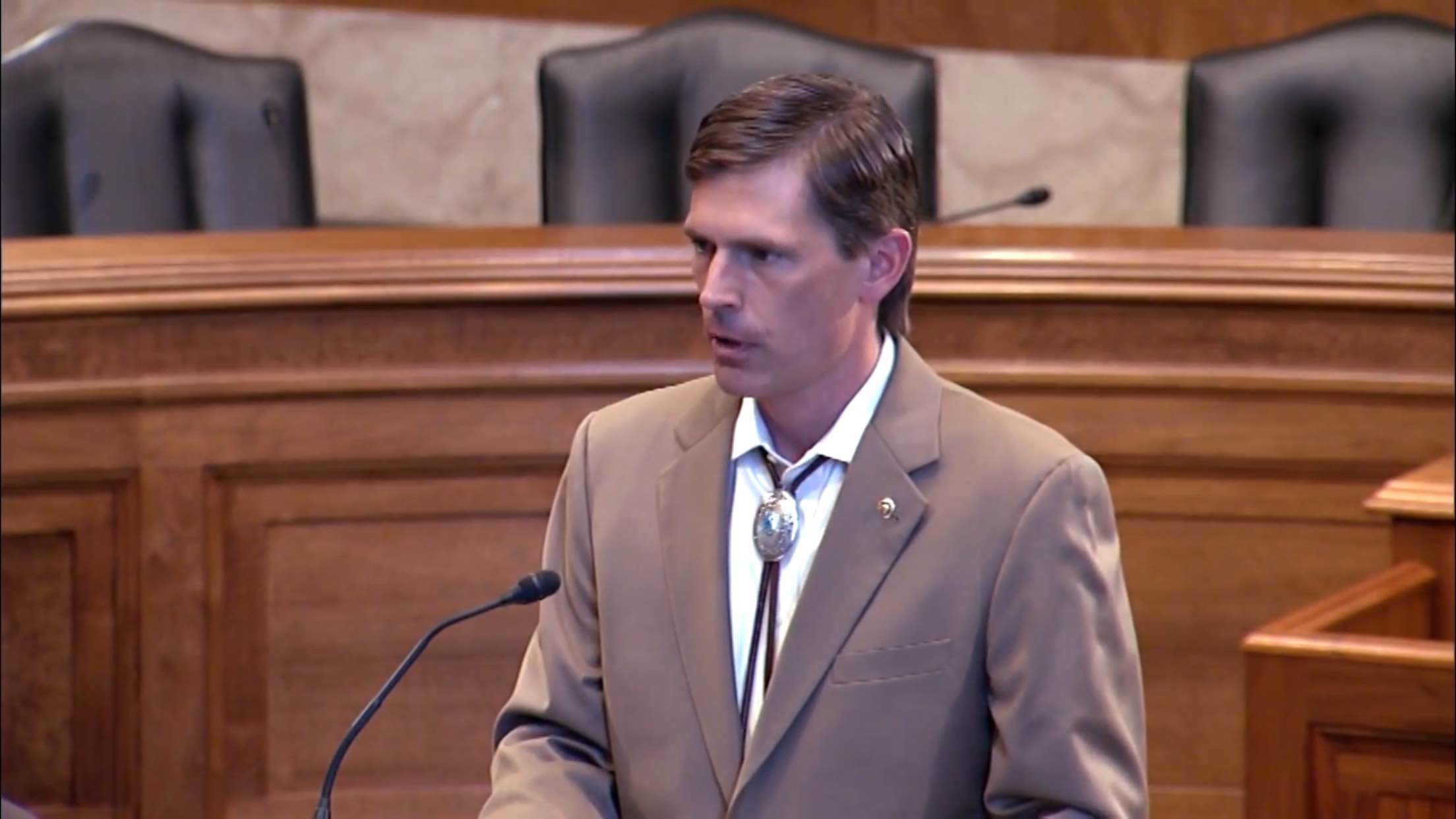 Martin Heinrich, junior Senator from New Mexico speaking in Washington D.C. about the STOP Act. (Screenshot courtesy of Office of Martin Heinrich)
