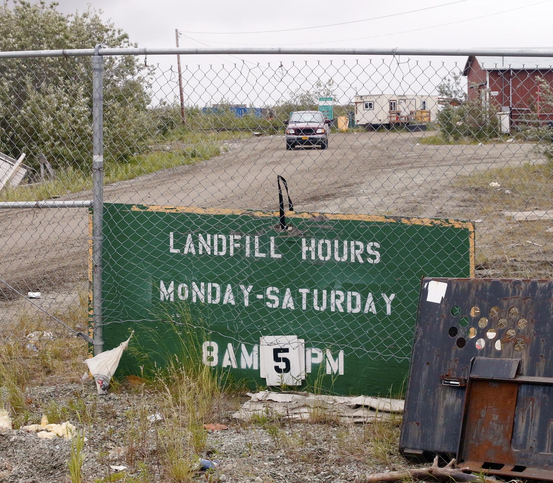 Entrance to the Bethel landfill (Photo by Dean Swope, KYUK - Bethel)