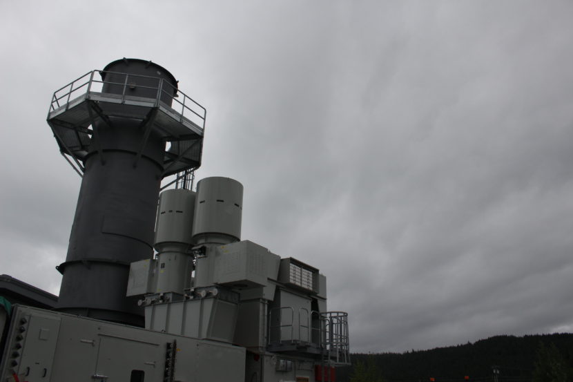 The exhaust stack for the new diesel turbine. (Photo by Elizabeth Jenkins, KTOO - Juneau)