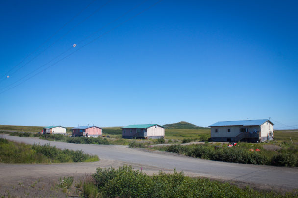 Four out of the eight homes built by the Stebbins Housing Authority. (Photo by Emily Russell, KNOM - Nome)
