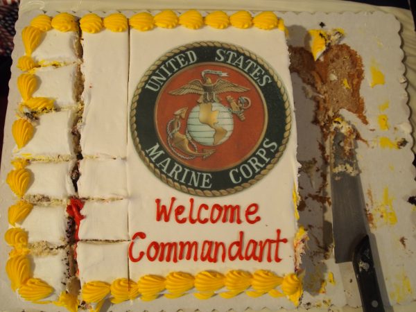 A cake set out during the U.S. Marine Corps commandant's visit to an Anchorage VFW post. (Photo: Ben Matheson - Anchorage)