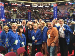 Sen. Dan Sullivan visits with the Alaska delegation after his speech Tuesday to the Republican National Convention. Photo: Office of Sen. Sullivan
