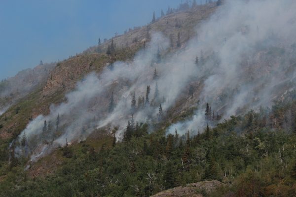 The McHugh Fire burns near Beluga point (Photo by Wesley Early, Alaska Public Media - Anchorage)
