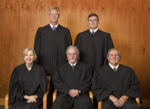 Alaska Supreme Court Justices Front Row (L-R): Senior Justice Dana A. Fabe (Ret.), Chief Justice Craig Stowers, Justice Daniel E. Winfree Back Row (L-R): Justice Peter J. Maassen, Justice Joel H. Bolger (Photo courtesy of the Alaska Court System)
